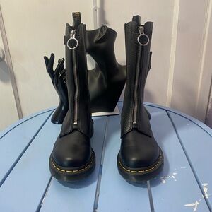 Dr. Martens 1B99 Front Zip Black Leather Mid-Calf Boots EU 37 / US 6